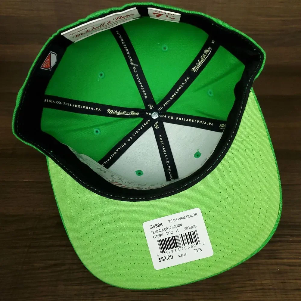 Seattle Sounders Mitchell & Ness MLS Fitted‎ 7 1/8 Flatbill Hat Cap 3D Logo NWT